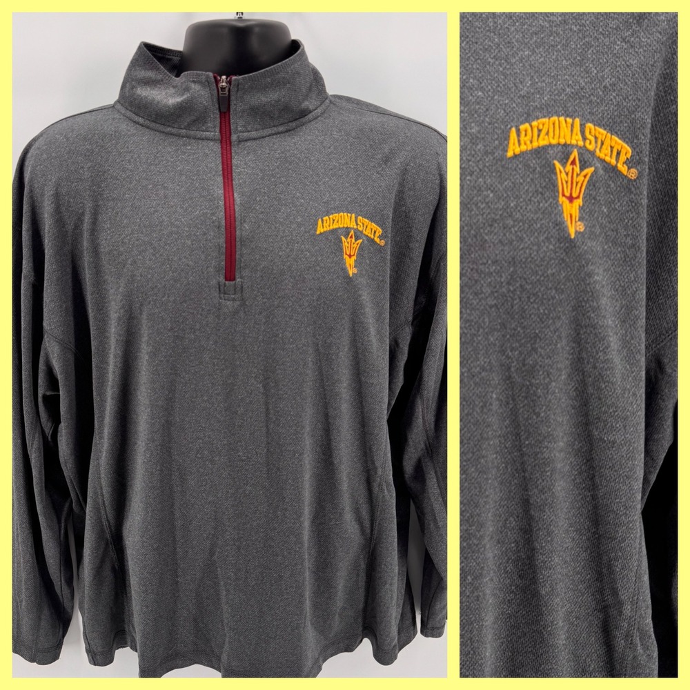 Arizona State Sun‎ Devils 1/4 Zip Pullover Mens L Gray Knights Apparel ASU NCAA